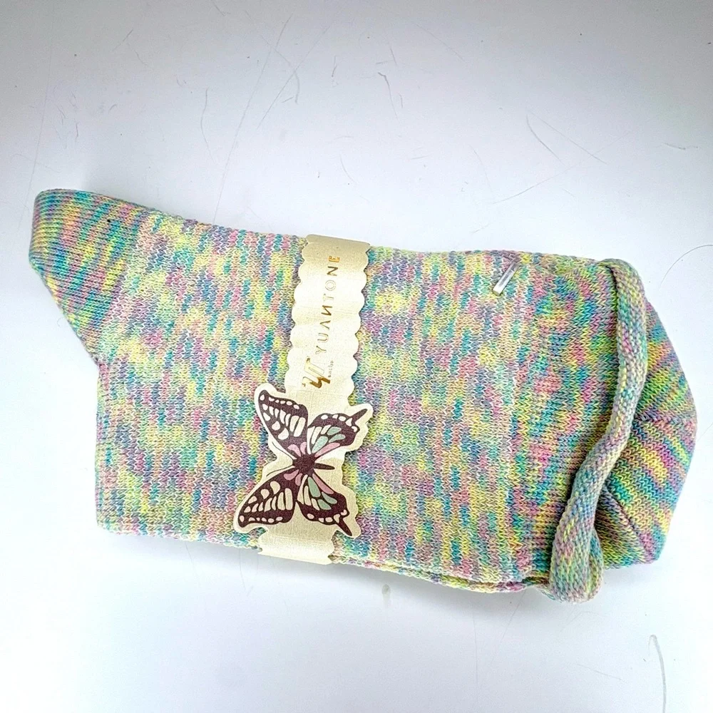 Space-Dye Ankle Socks NWT Blue, Yellow, & Pink Rolled Ruffle Top